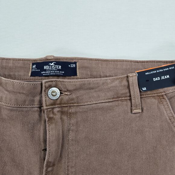 NWT Hollister Ultra High Rise Dad Jean Brown Cargo Pants Women's Size 32R‎ - Picture 2 of 8